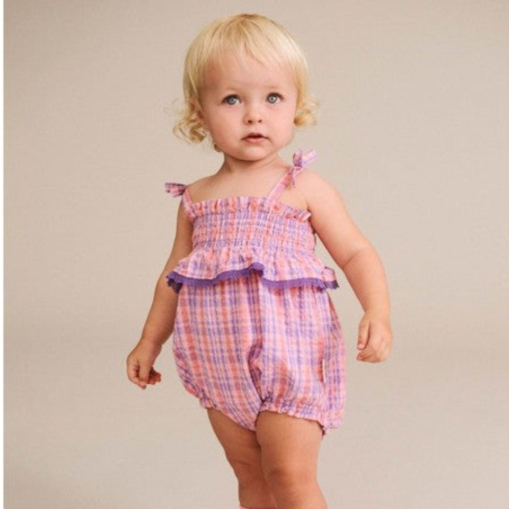 Huxbaby Tropical Check Tie Romper