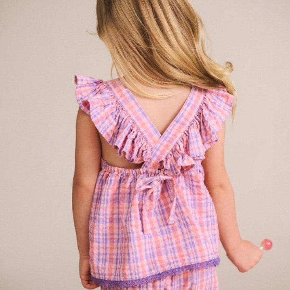 Huxbaby Tropical Check Tie Top