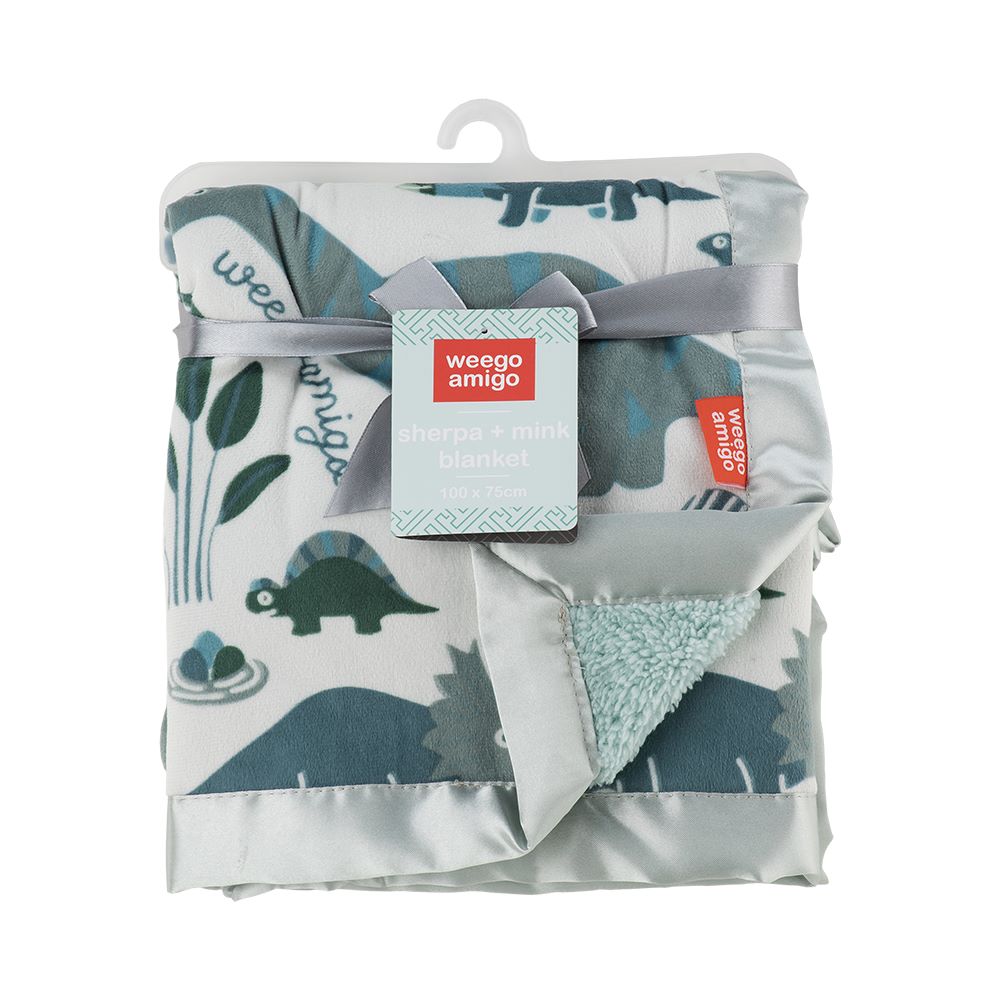 Weegoamigo Sherpa and Mink Blanket - Roar-y McIlroy Dinosaur