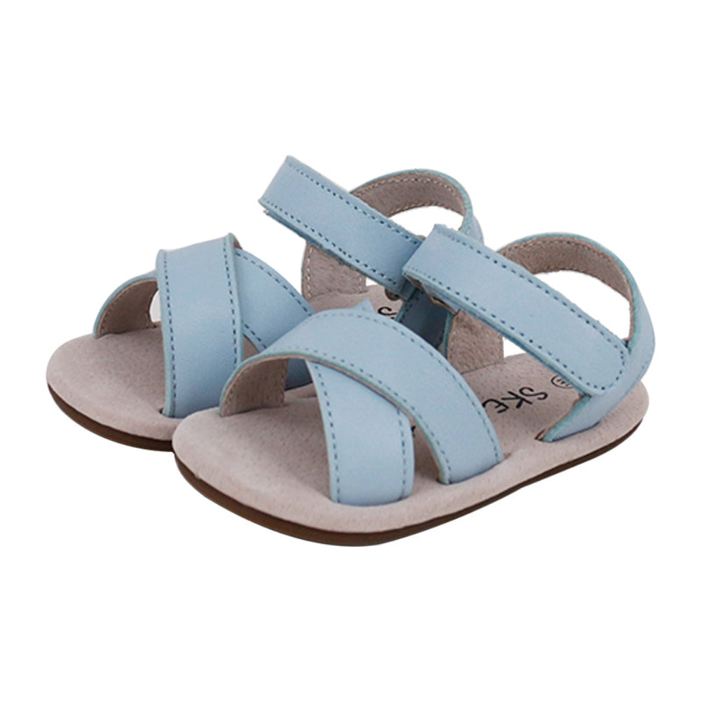 Skeanie Pre-walker Cross Leather Sandals Blue