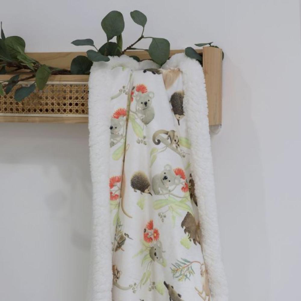 Bubba Blue Aussie Animals Reversible Fleece Cuddle Blanket