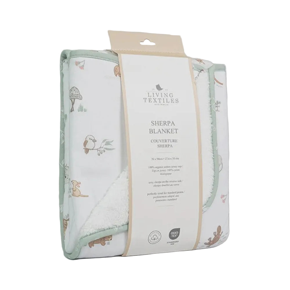 Living Textiles Jersey Sherpa Pram Blanket - Australiana