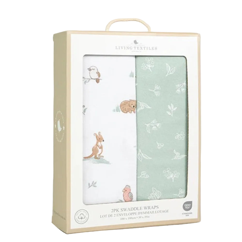 Living Textiles Jersey Swaddle Wraps 2 pk - Australiana