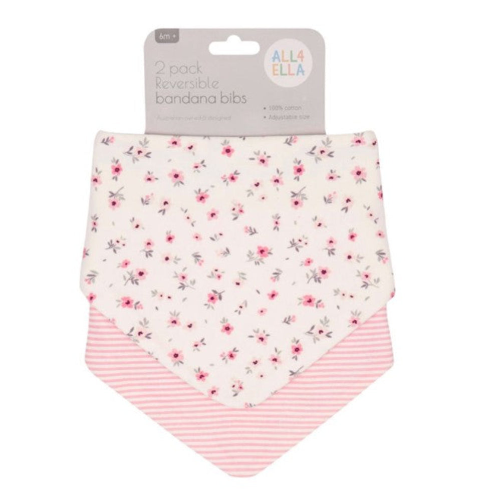 All4Ella Reversible Bandana Bibs - 2 pk - Pink Petals