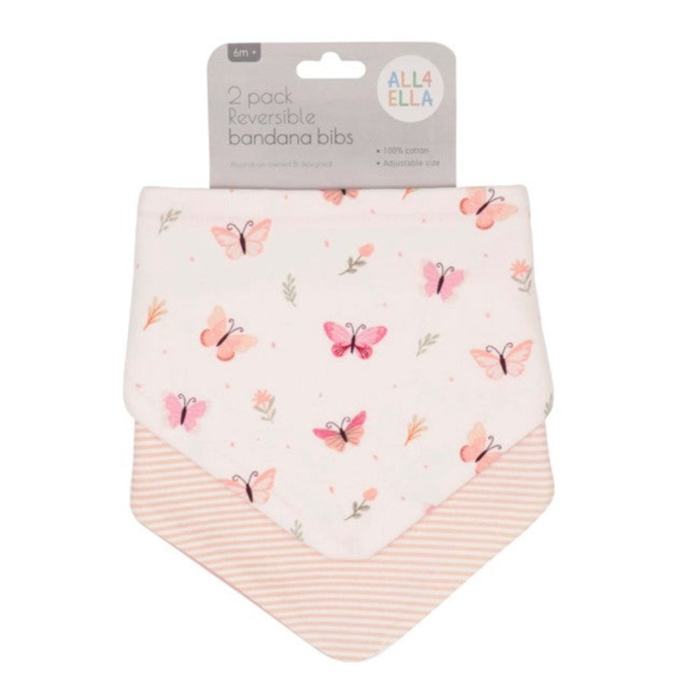 All4Ella Reversible Bandana Bibs - 2 pk - Sweet Butterfly