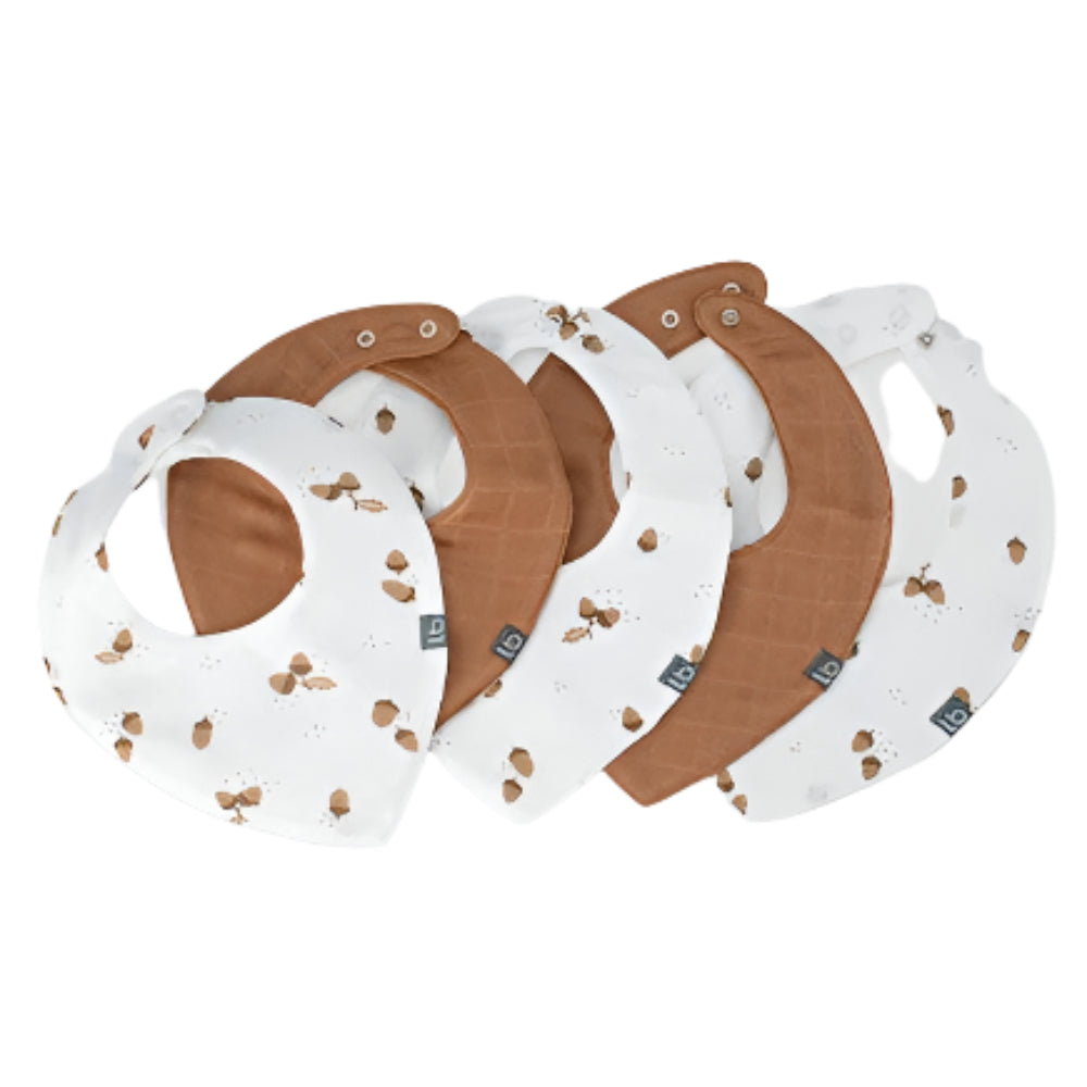 Little Bamboo Muslin Bib 5 pk - Iced Coffee