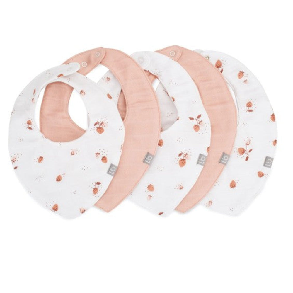 Little Bamboo Muslin Bib 5 pk - Dusty Rose