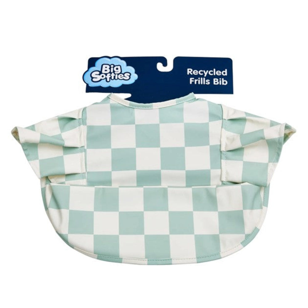 Big Softies Recylced Frill Bib - Sage Check