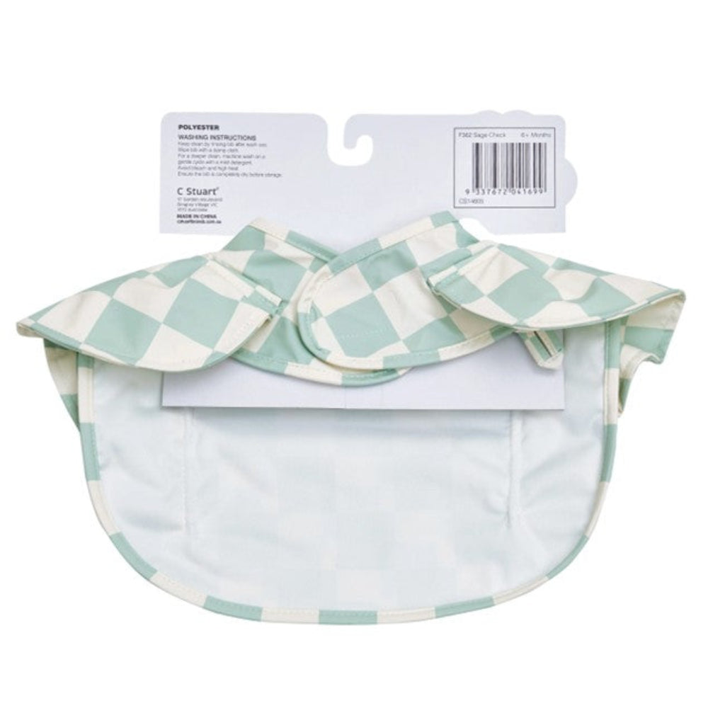 Big Softies Recylced Frill Bib - Sage Check