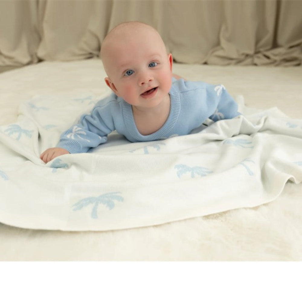 Confetti Kidz Reversible Knit Blanket - Ocean Palms