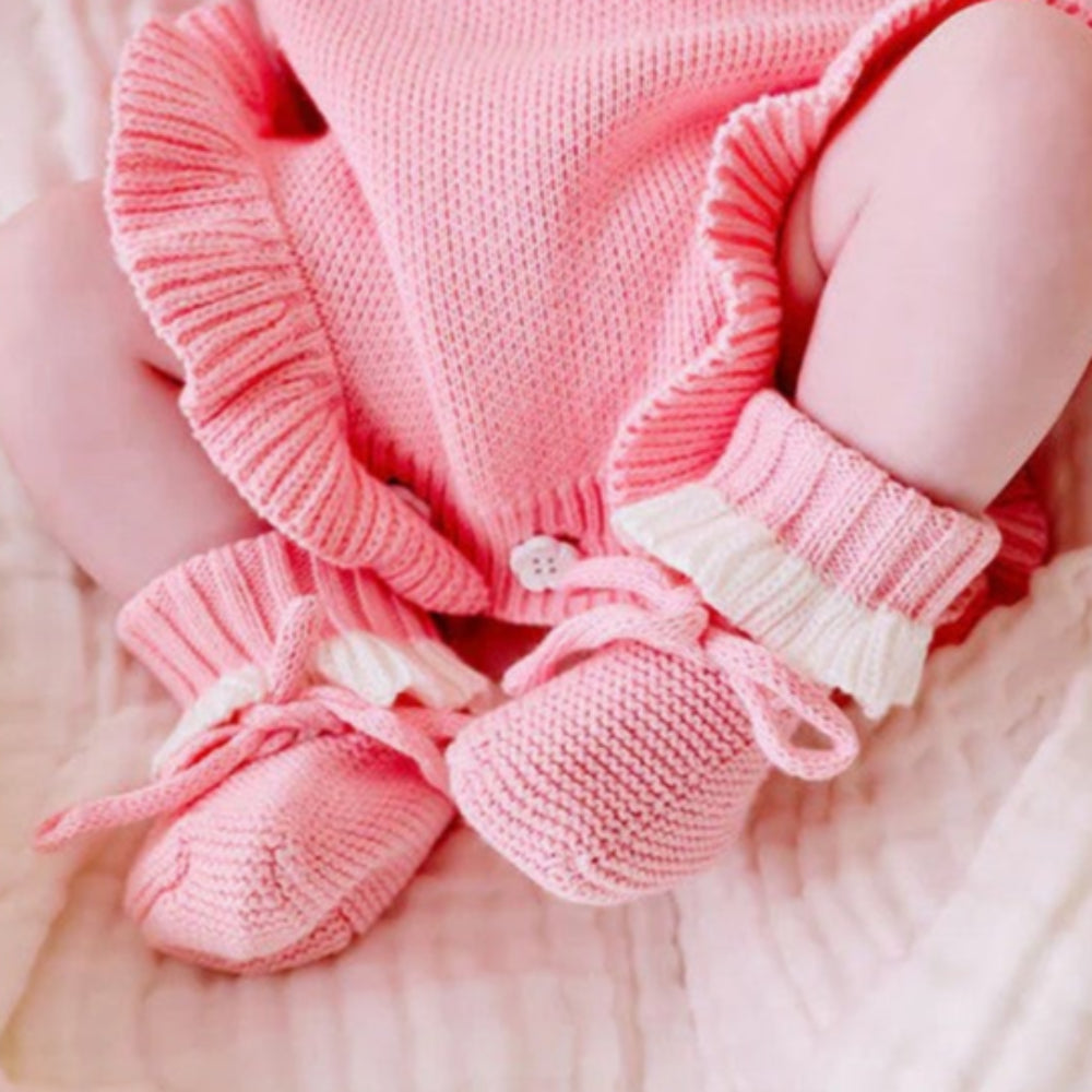 Confetti Kidz Scallop Booties - Blush Pink
