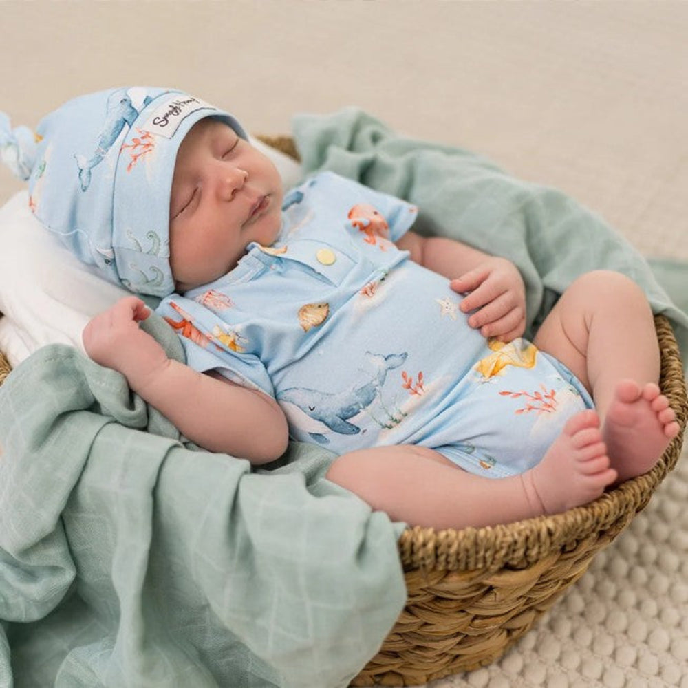 Snuggle Hunny Organic Short Sleeve Bodysuit - Blue Little Sub