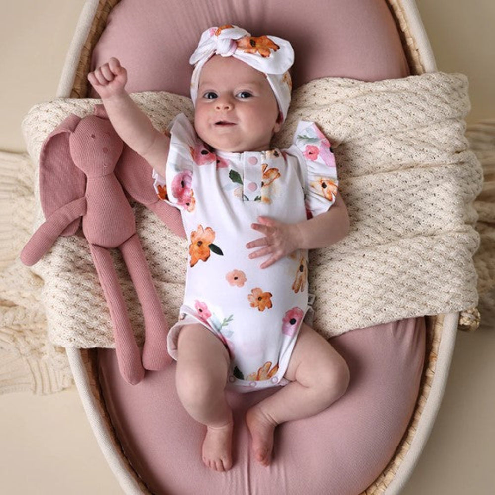 Snuggle Hunny Organic Short Sleeve Bodysuit with Frill - Poppy