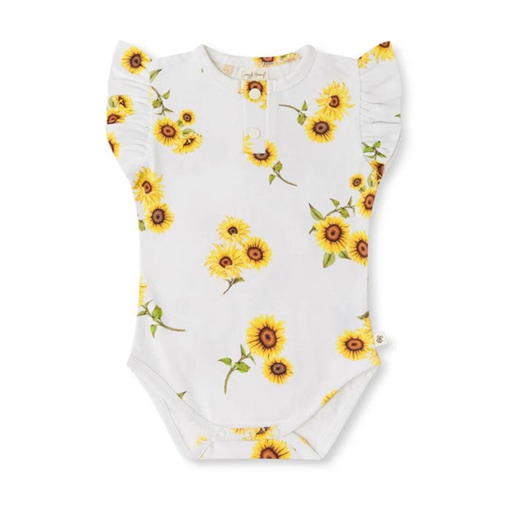 Snuggle Hunny Organic Short Sleeve Bodysuit with Frill - Sunflower