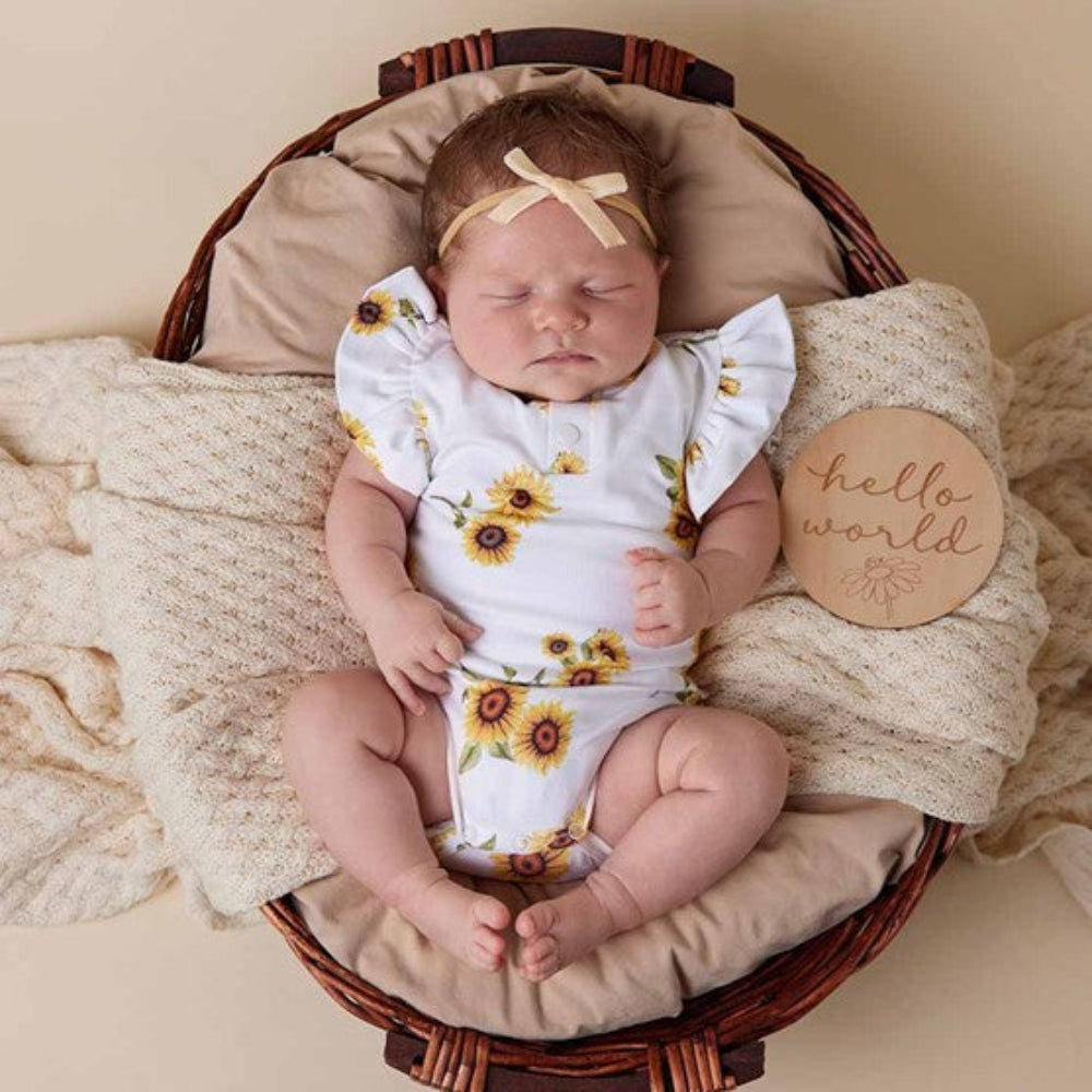 Snuggle Hunny Organic Short Sleeve Bodysuit with Frill - Sunflower