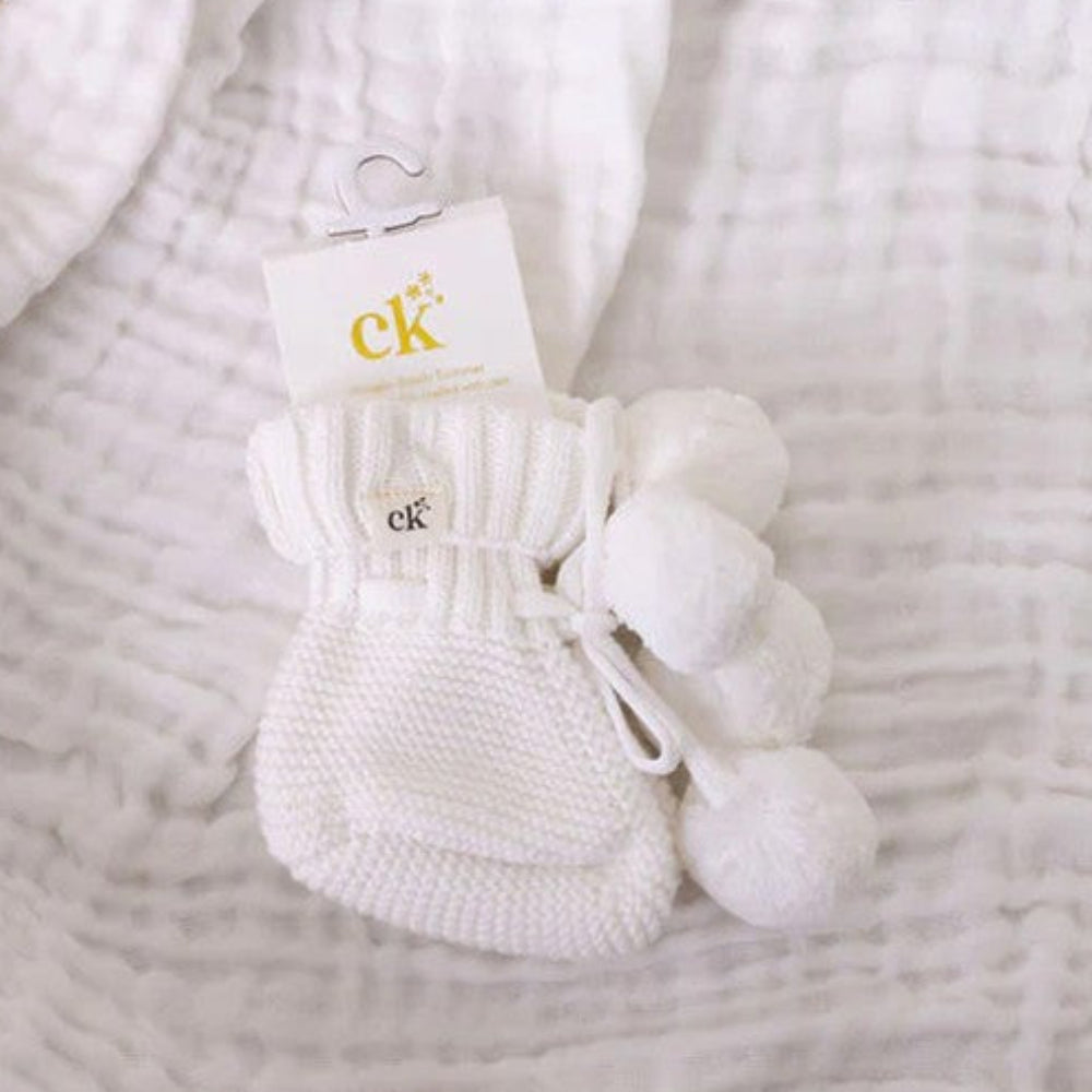 Confetti Kidz Knit Booties - Milk - 0-6 m