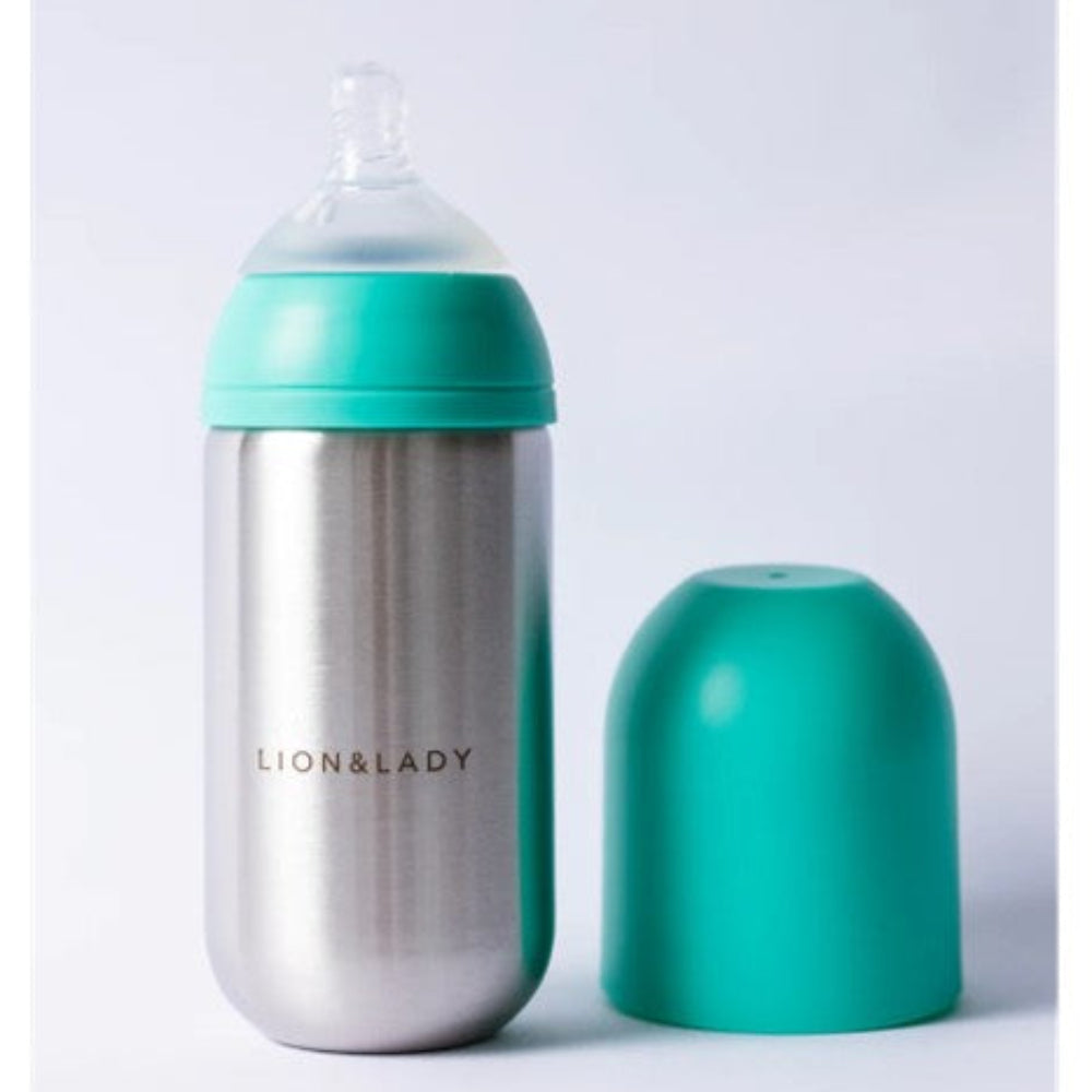Lion + Lady Stainless Steel Feeding Bottle - Mint 350 ml