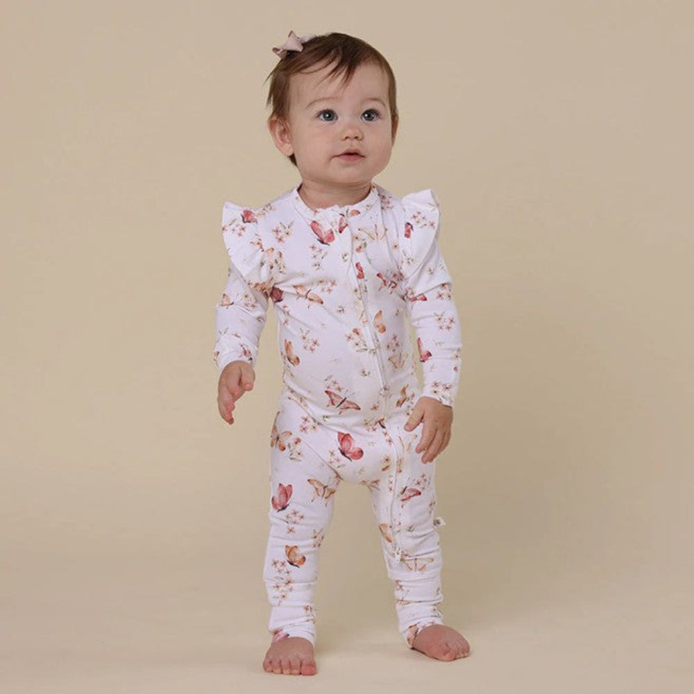 Snuggle Hunny Organic Snugglesuit Convertible Romper - Butterfly