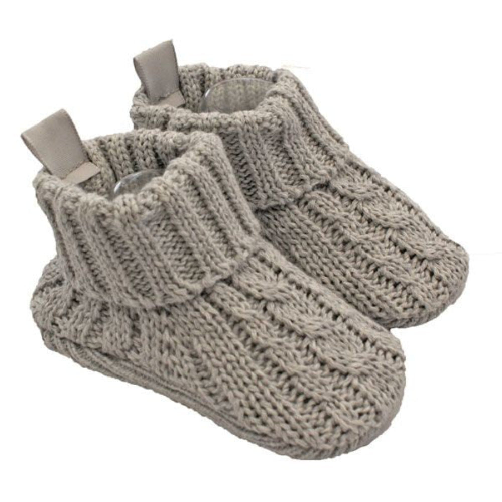 Playette Cable Knitted Bootie Grey - 0-6 mths
