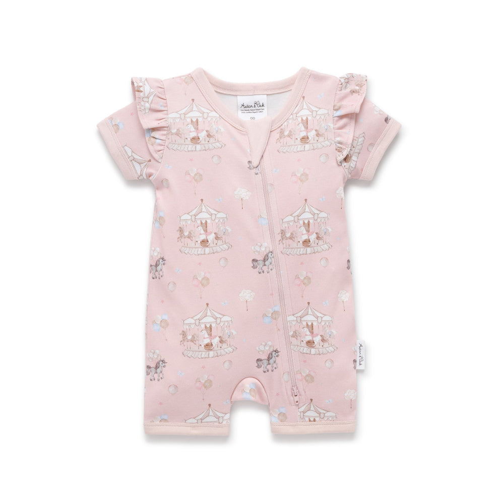 Aster + Oak Carousel Ponies Zip Romper