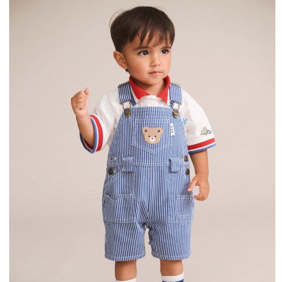 Huxbaby Cobalt Stripe Carpenter Shortall