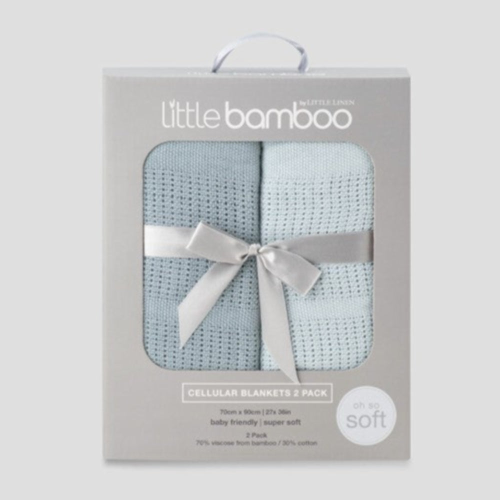 Little Bamboo Cellular Blanket 2 pk - Retro Blue