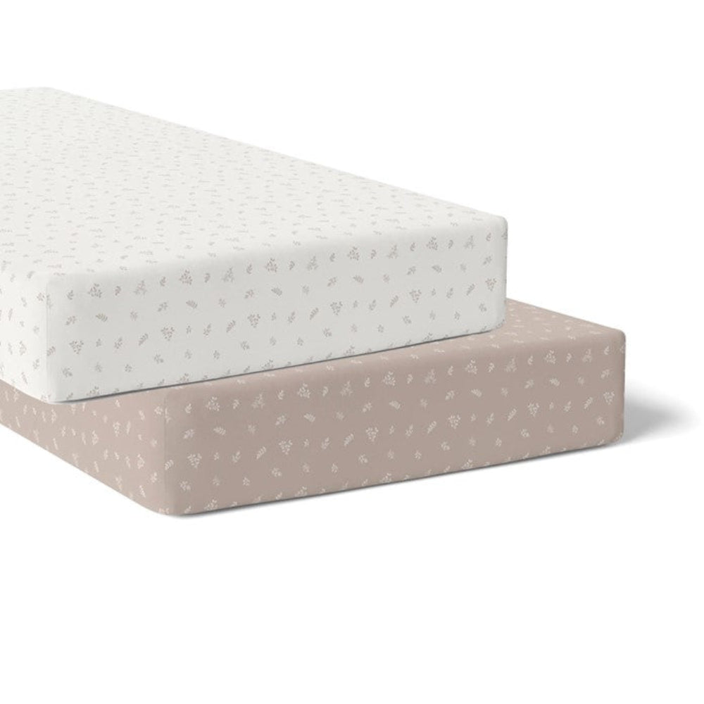 Bubba Blue Organic Cotton 2pk Cot Fitted Sheets - Chestnut