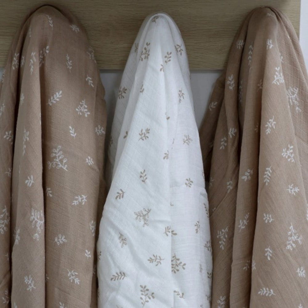 Bubba Blue Organic Cotton 3pk Muslin Wraps - Chestnut