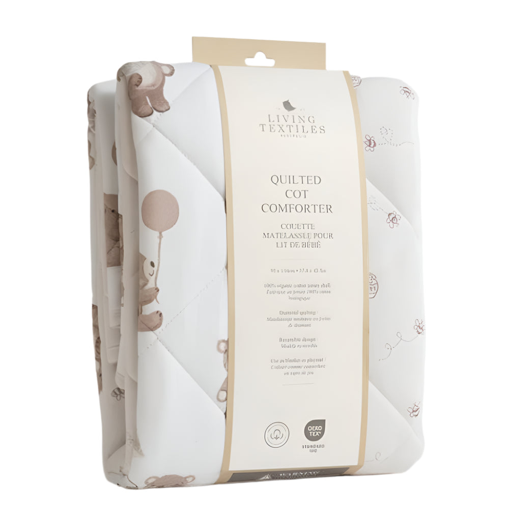 Living Textiles Reversible Jersey Cot Comforter - Cuddly Bear