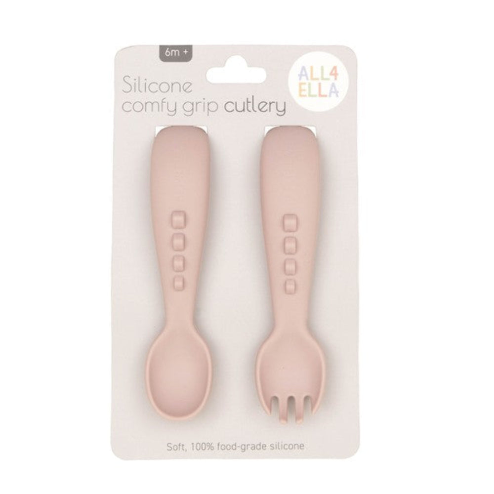 All4Ella Silicone Comfy Grip Cutlery - Dusty Pink