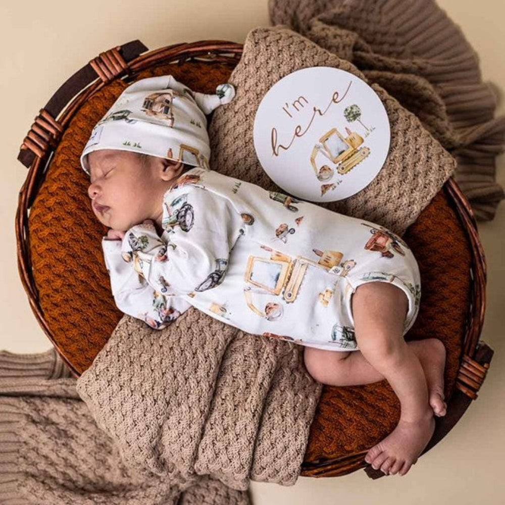 Snuggle Hunny Organic Long Sleeve Bodysuit - Diggers + Tractors
