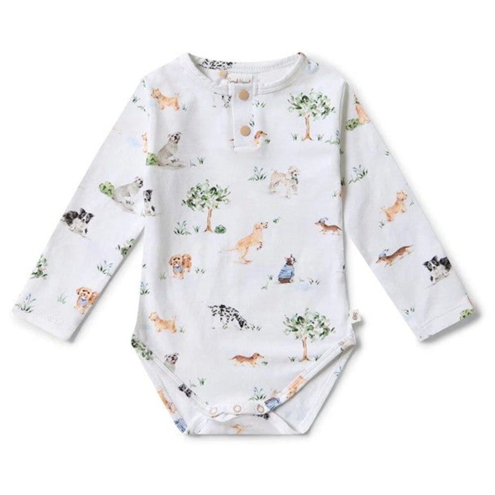 Snuggle Hunny Organic Long Sleeve Bodysuit - Dog Park