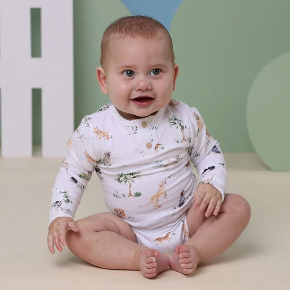 Snuggle Hunny Organic Long Sleeve Bodysuit - Dog Park