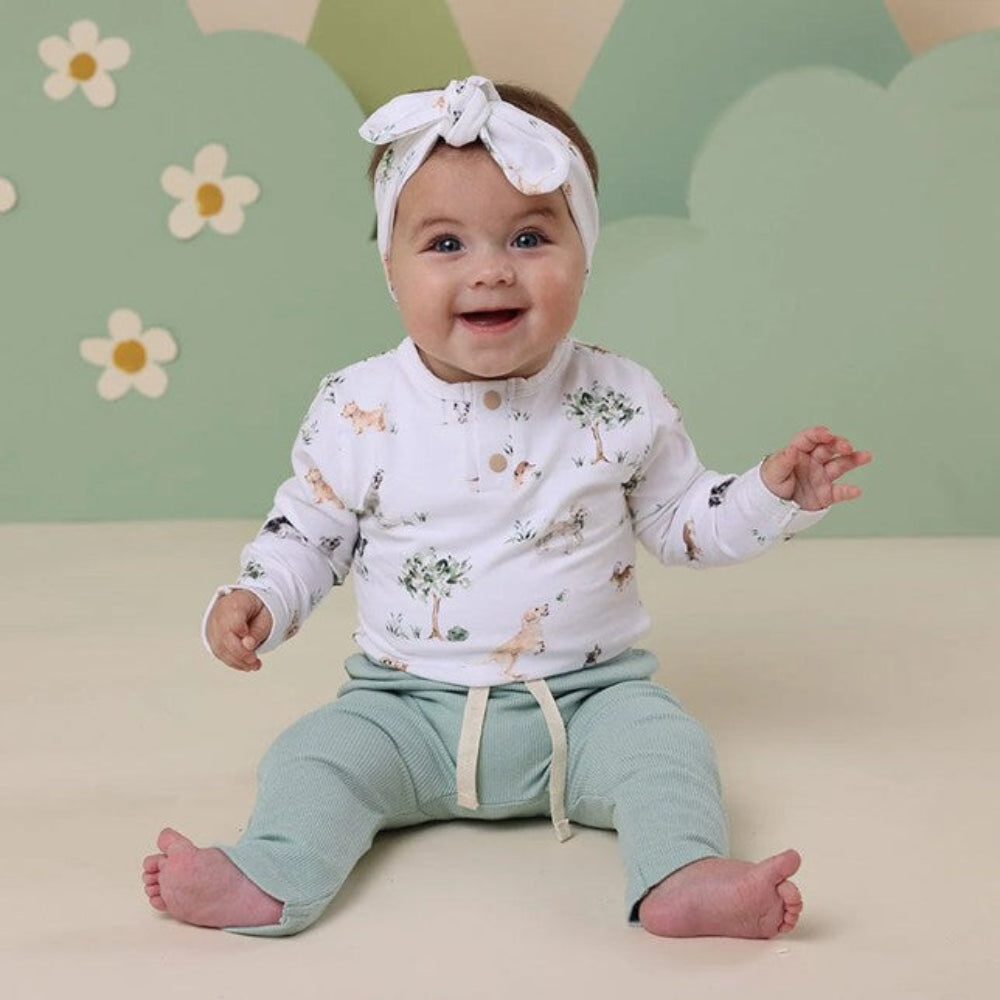 Snuggle Hunny Organic Long Sleeve Bodysuit - Dog Park