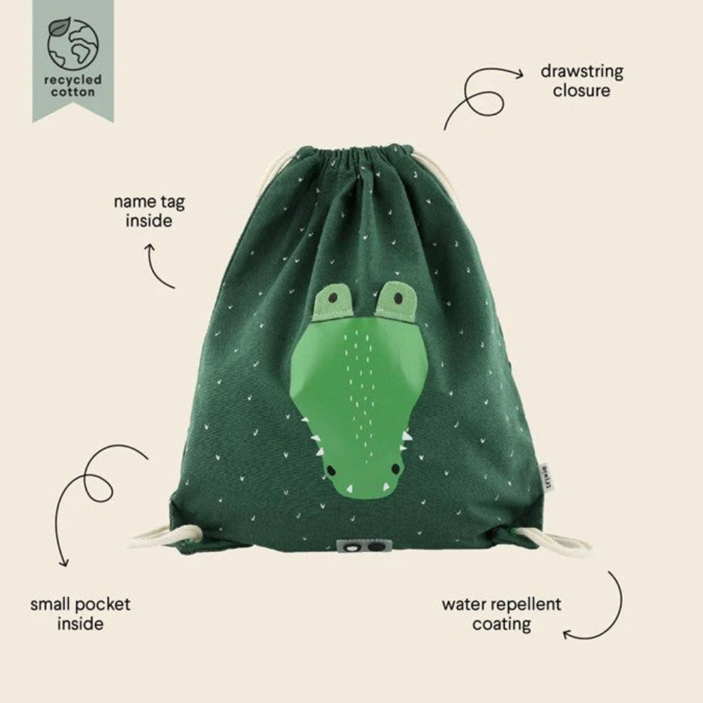 Trixie Drawstring Library or Swimming Bag - Mr Crocodile
