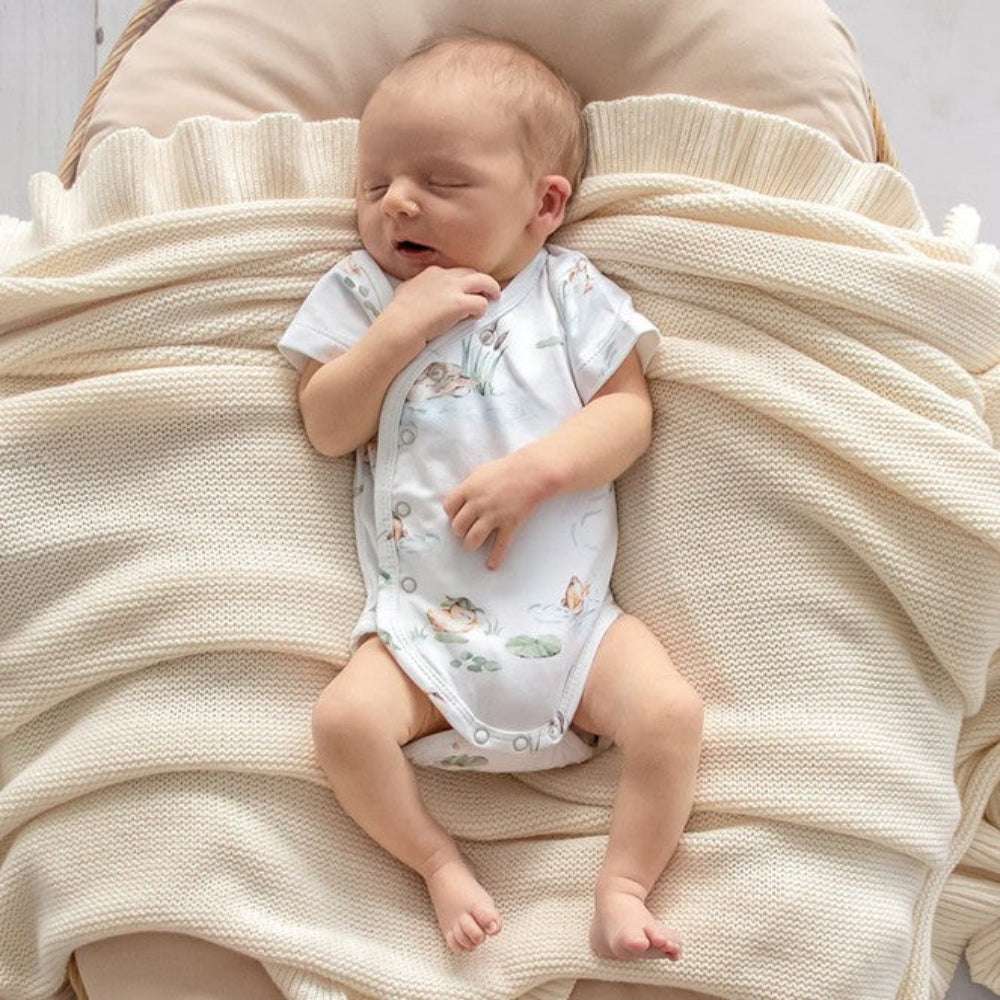 Snuggle Hunny Organic Short Sleeve Kimono Bodysuit - Duck Pond