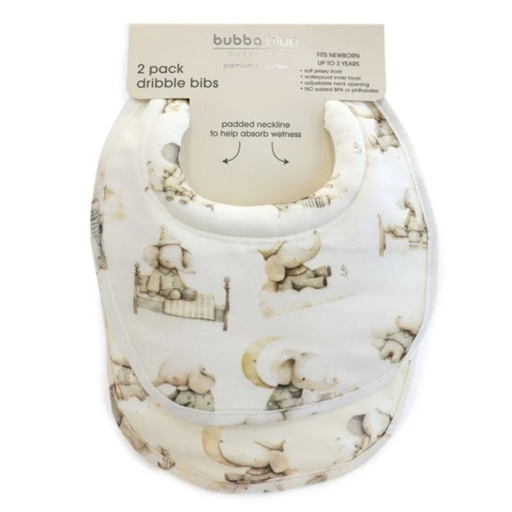 Bubba Blue Elephant Bedtime Dribble Bibs 2 pk
