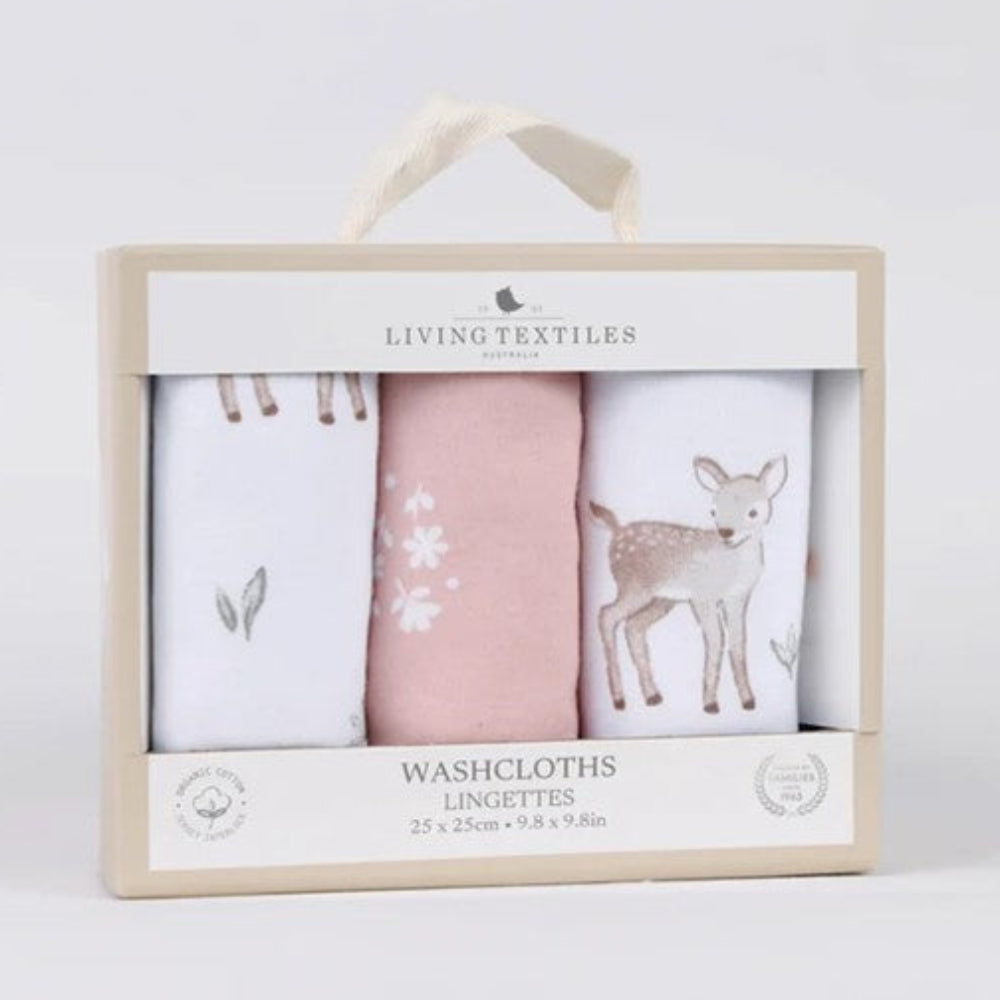 Living Textiles 3 pk Wash Cloths - Fawn Fables