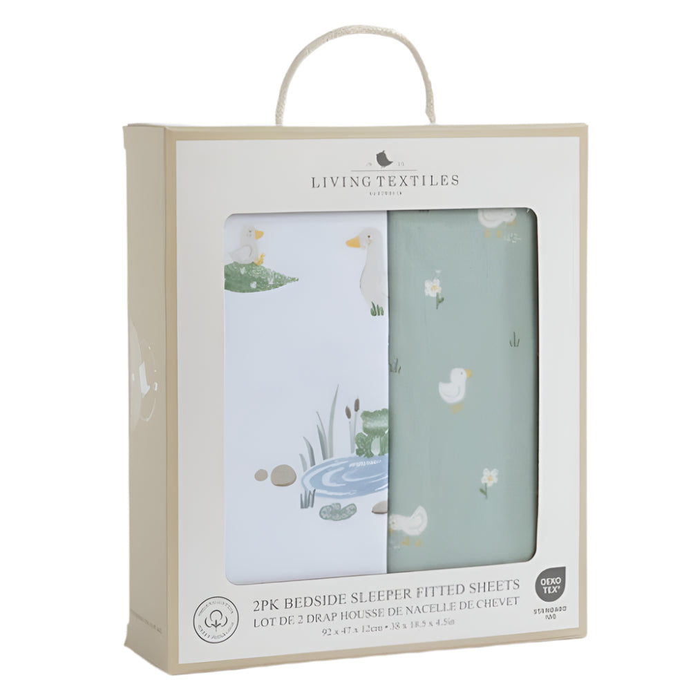 Living Textiles 2pk Bedside Bassinet Fitted Sheets - Goosey Goosey