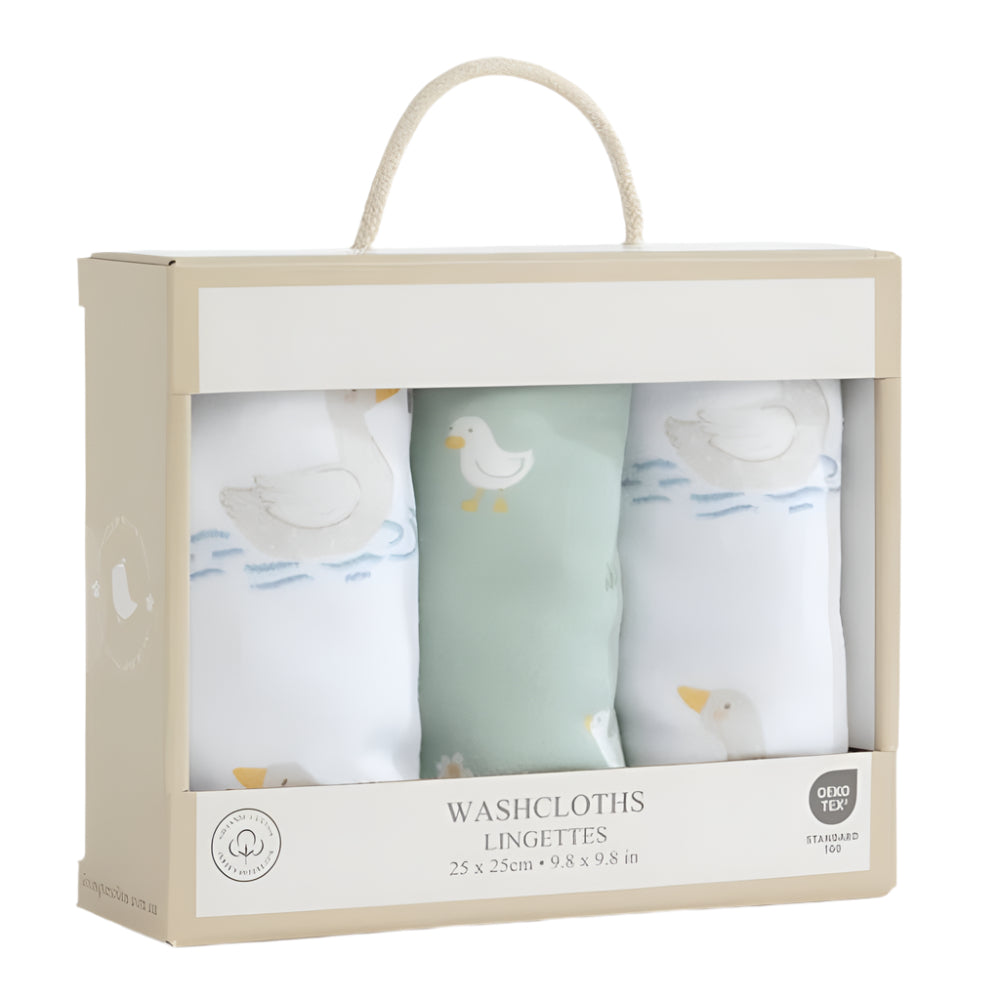 Living Textiles 3 pk Wash Cloths - Goosey Goosey