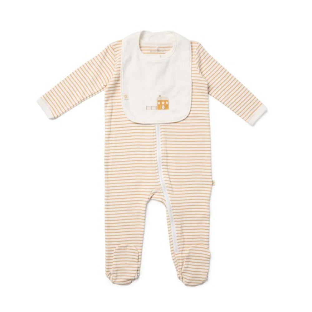 Marquise Striped Zip Growsuit and Bib 2 pce Set - Farmhouse