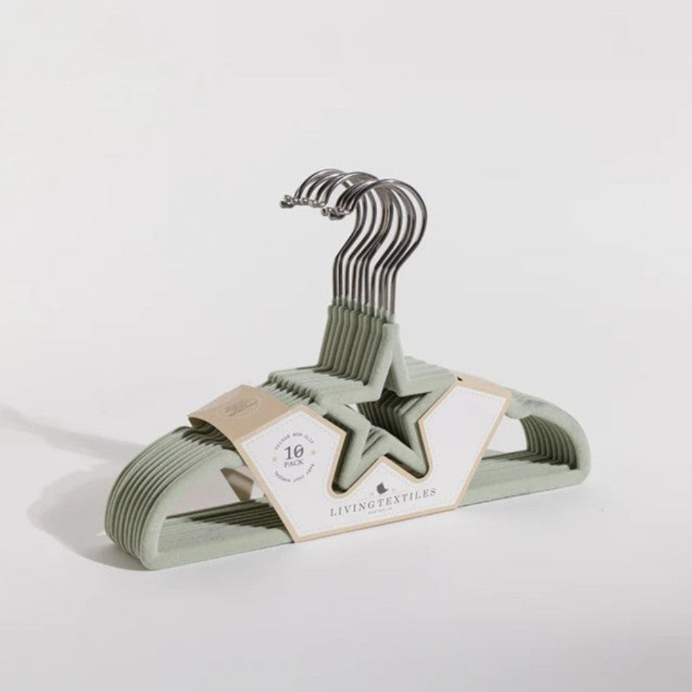 Living Textiles Coat Hanger 10 Pk - Sage Stars