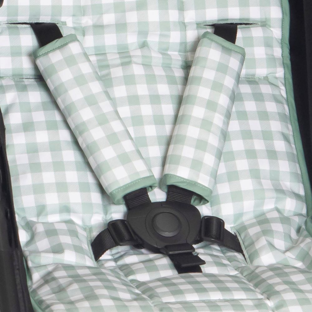 All4Ella Harness Covers and Pram Peg Set - Gingham Sage