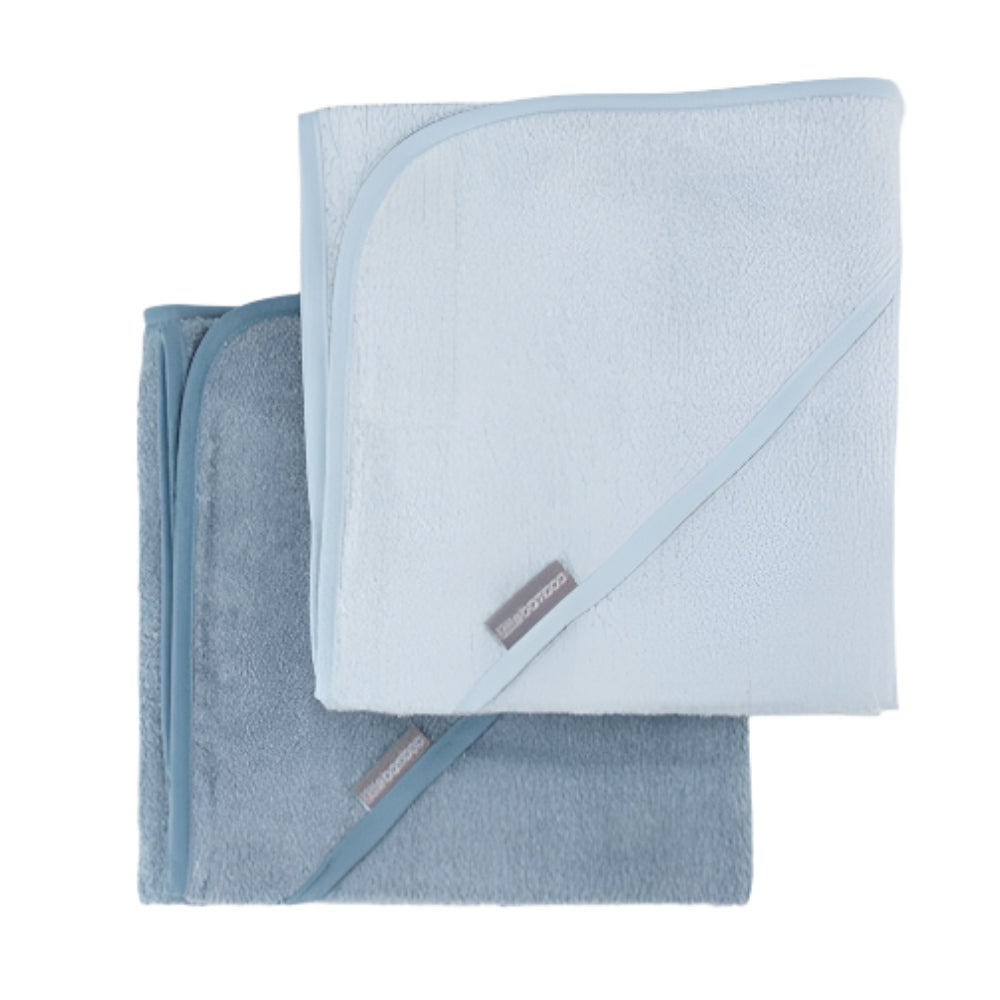 Little Bamboo Hooded Towel 2 Pk - Retro Blue