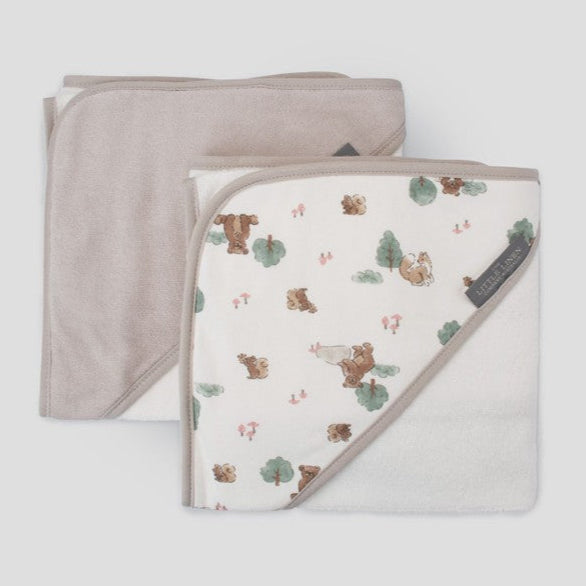 Little Linen Hooded Towel 2 Pk - Willow Bear