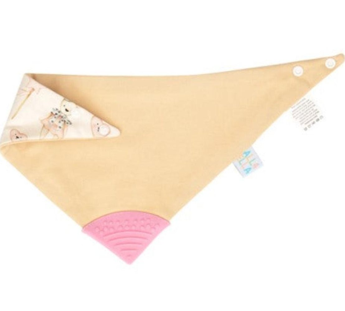 All4Ella Bandana Bib with Silicone Teether - Ice Creams + Teddy