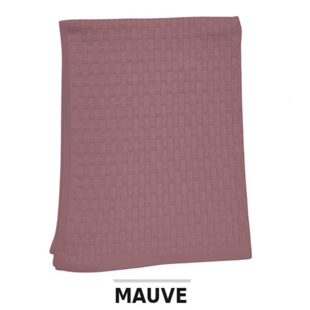 Thread the Word Lattice Knitted Bassinet Blanket - Mauve
