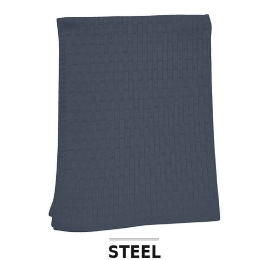 Thread the Word Lattice Knitted Bassinet Blanket - Steel