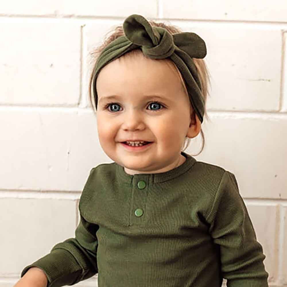 Snuggle Hunny Ribbed Organic Topknot - Olive