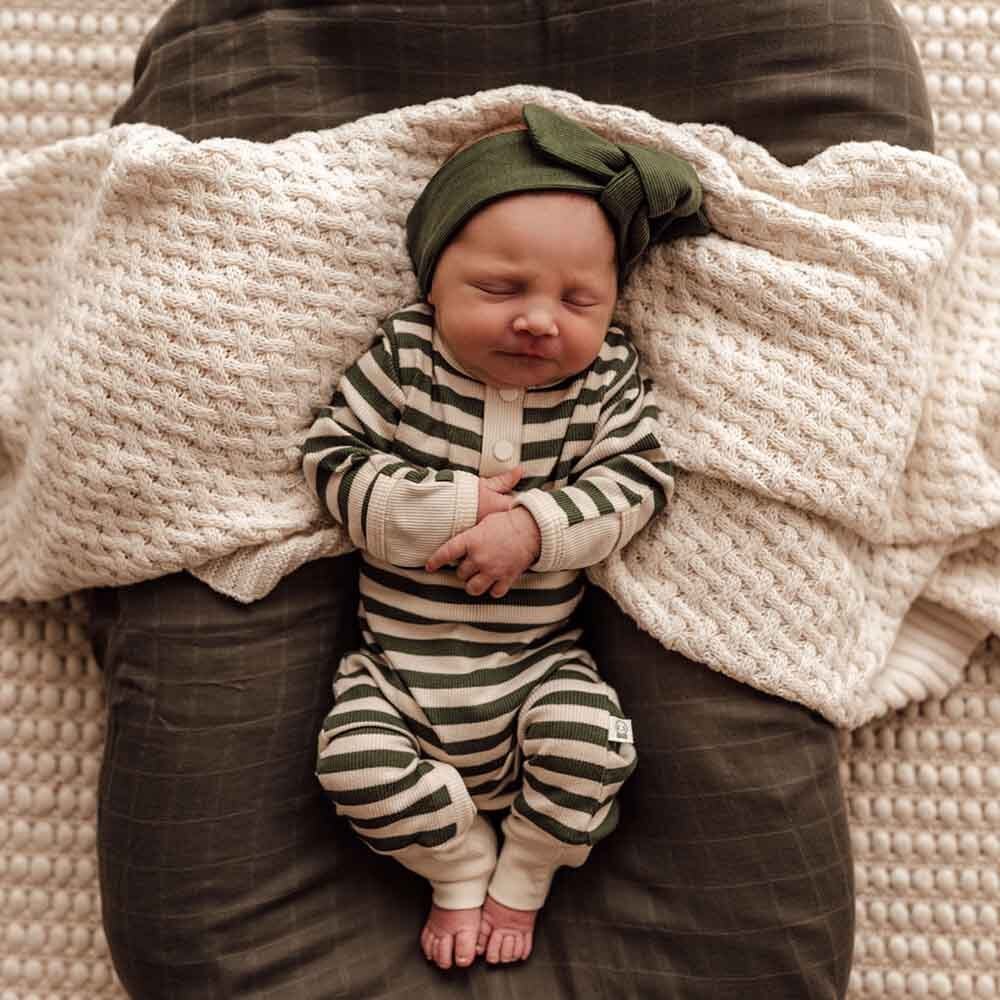 Snuggle Hunny Ribbed Organic Topknot - Olive